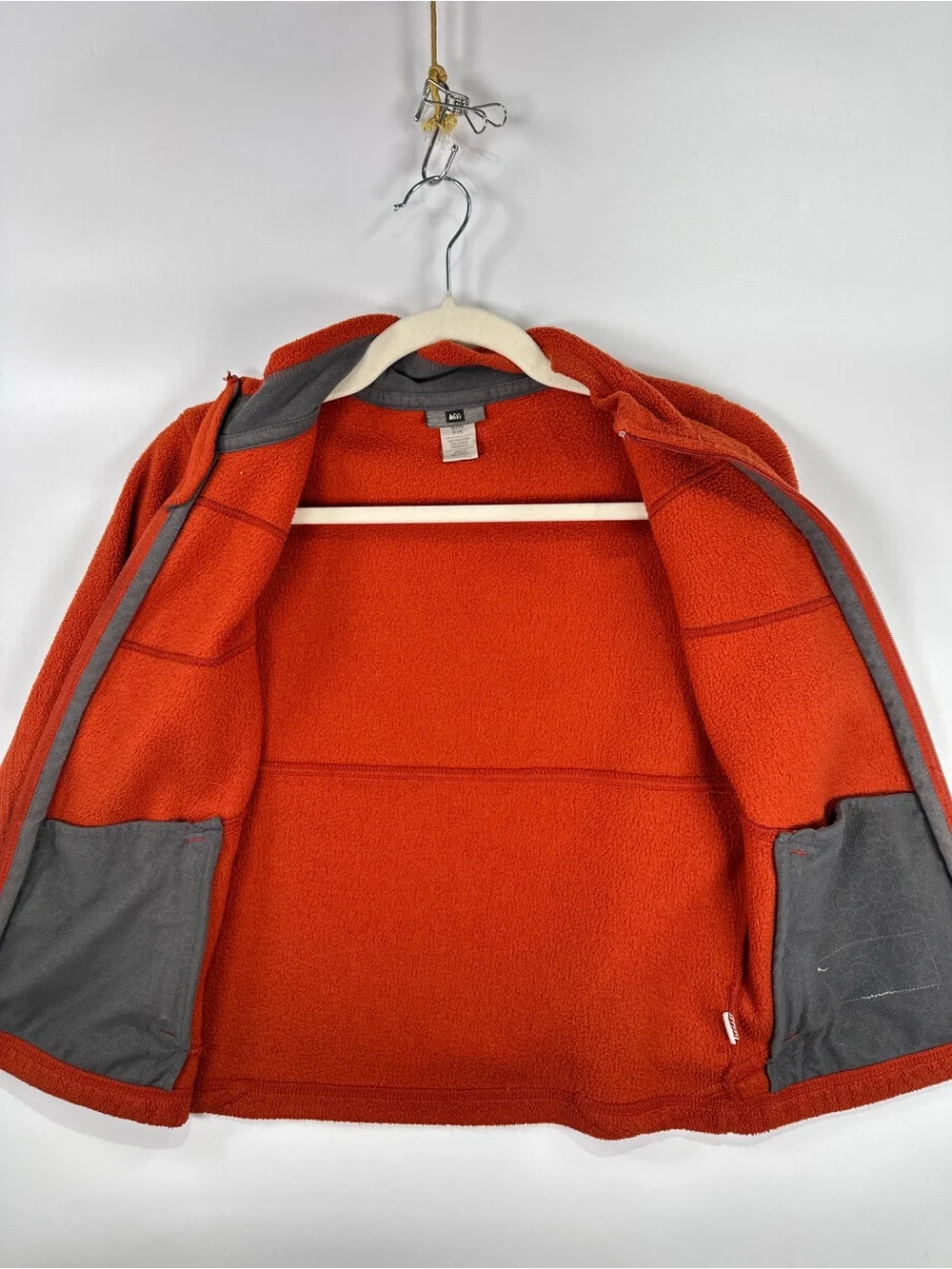 REI Co-op Full Zip Fleece Jacket Mock Neck Rust Orange Size S